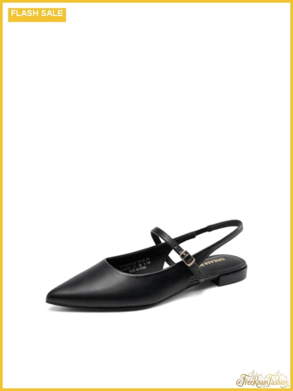 Slingback Ballet Flats for Women, Pointed Toe Flat Dress Shoes, Faux Leather